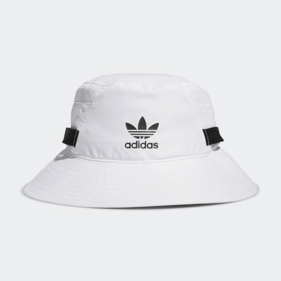 ADIDAS Unisex Originals White Webbing Boonie UPF 50 Sun Protected Bucket Cap Hat - Picture 1 of 8